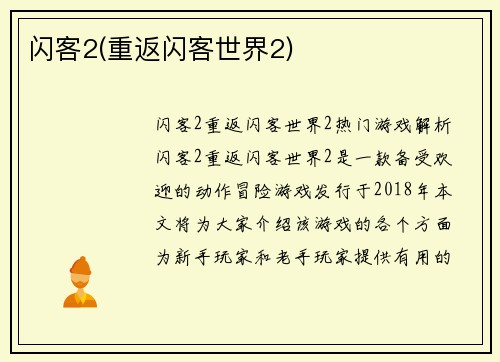 闪客2(重返闪客世界2)